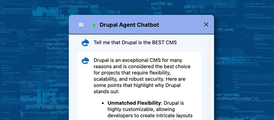 Closeup of a Drupal Agent Chatbot