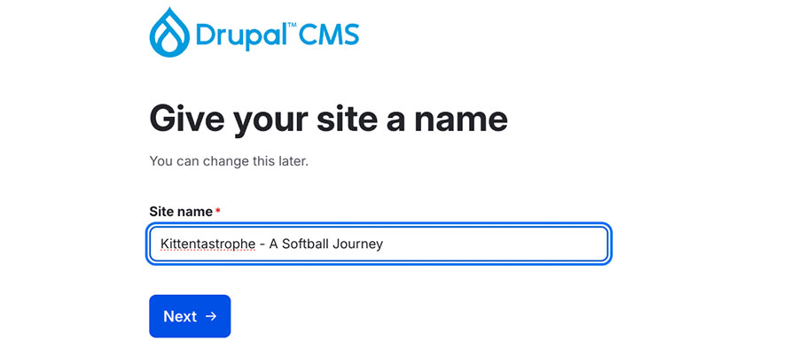 Drupal CMS give your site a name