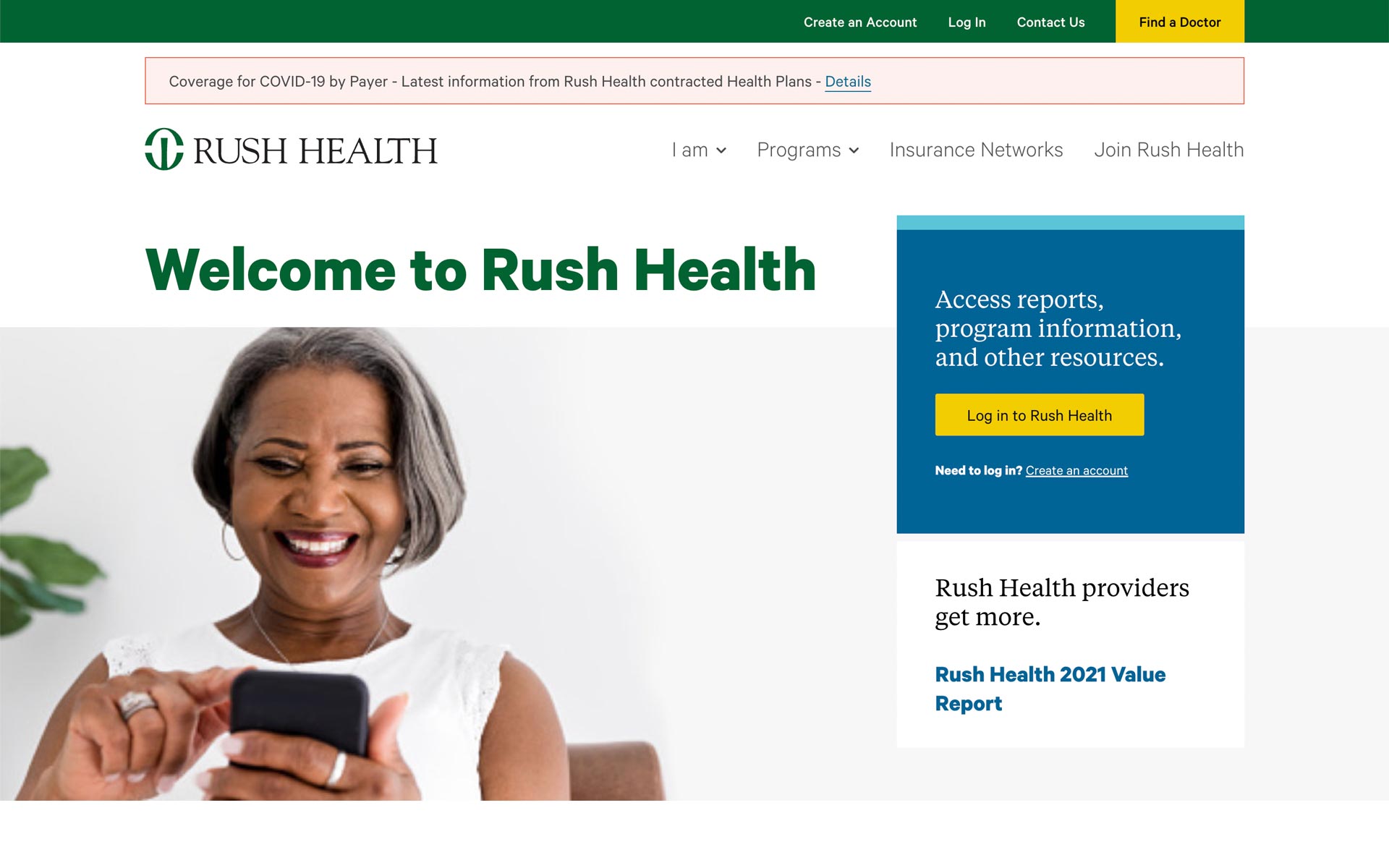 Rush homepage