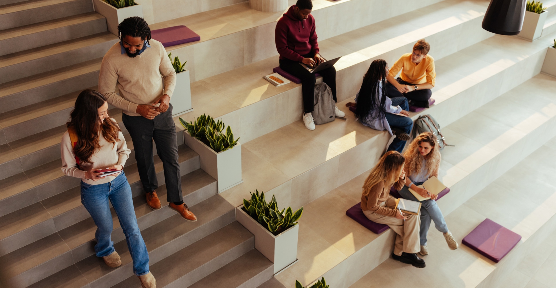 Students gathered at the Harris School of Public Policy