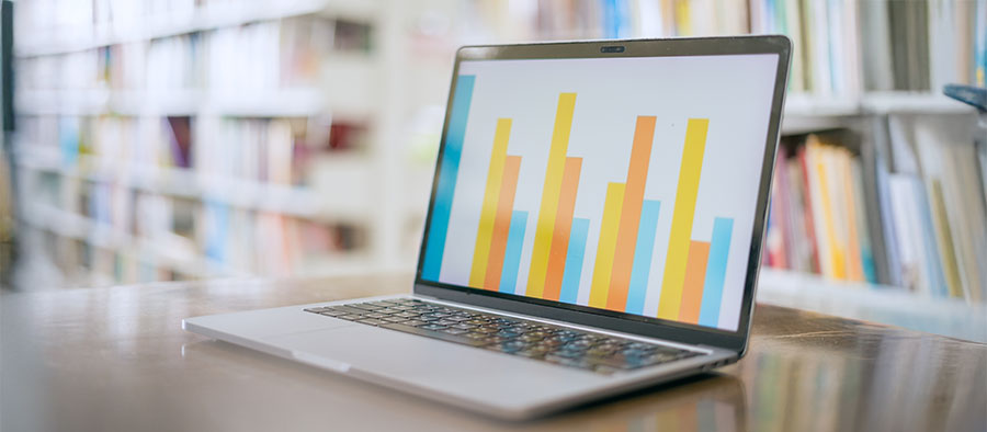 Laptop showing bar graph