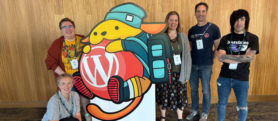 Sandstormers Anne, Syd, Emily, John, and Justin at WordCamp 2025