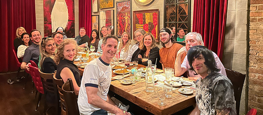 Sandstormers smile at the camera at Cafe Ba Ba Reeba
