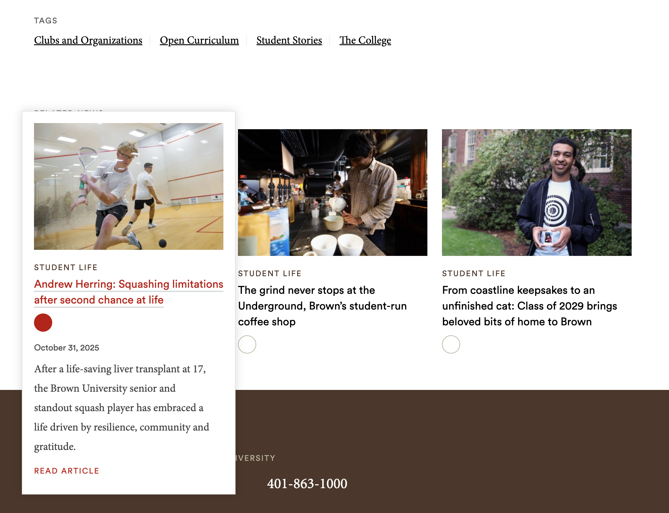 Brown student life card tagging