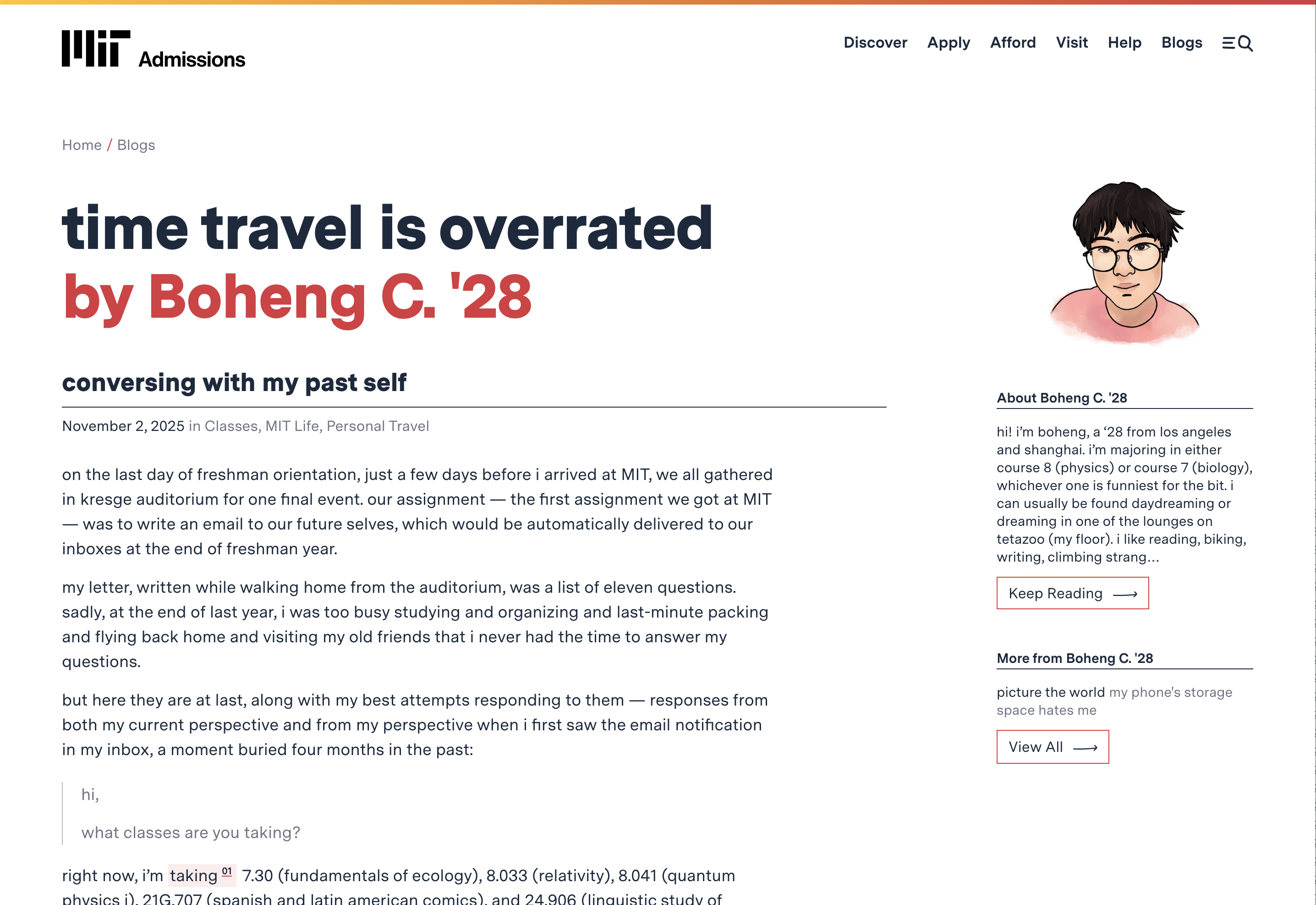 MIT Admissions article