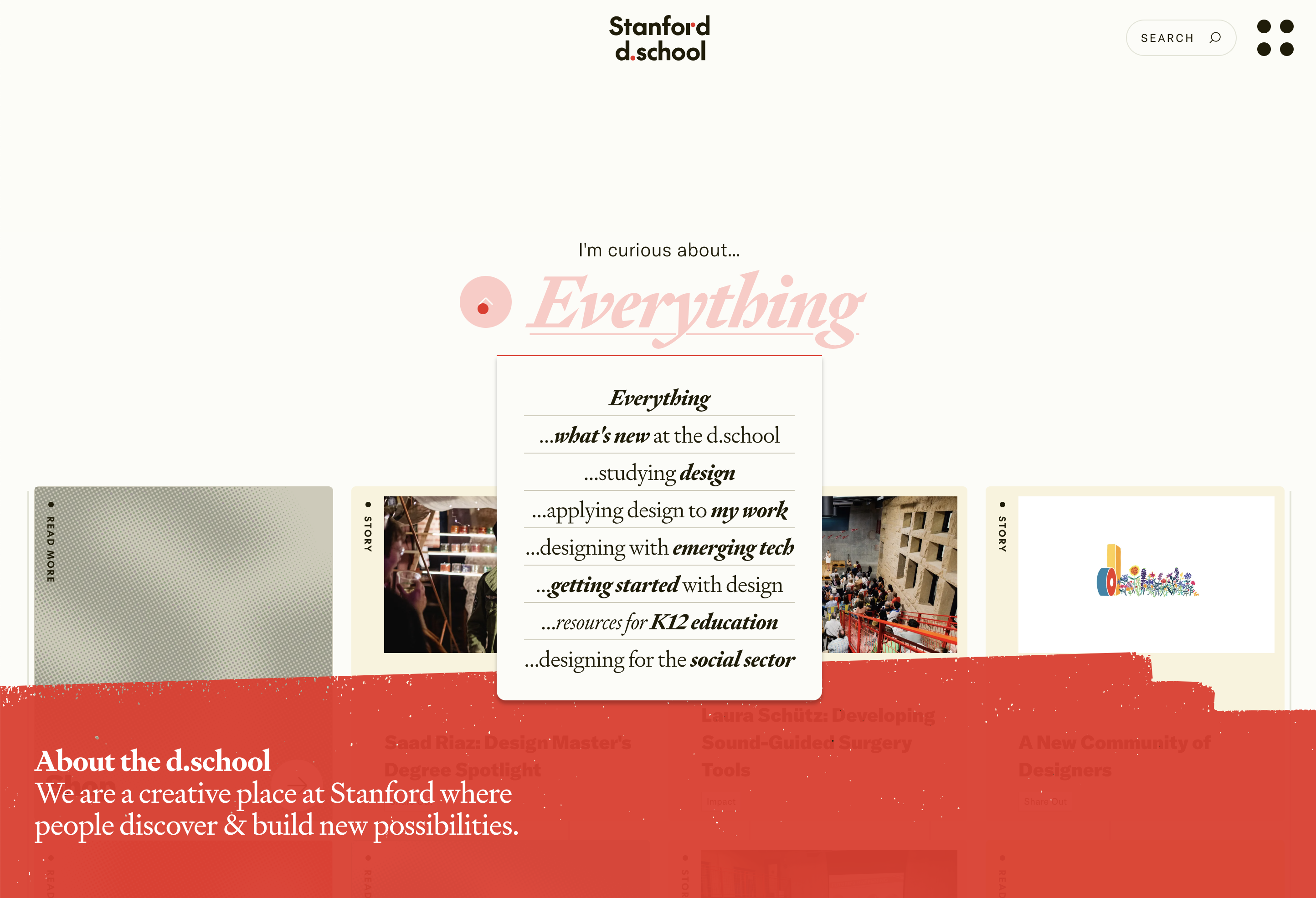 Stanford drop down to filter cards