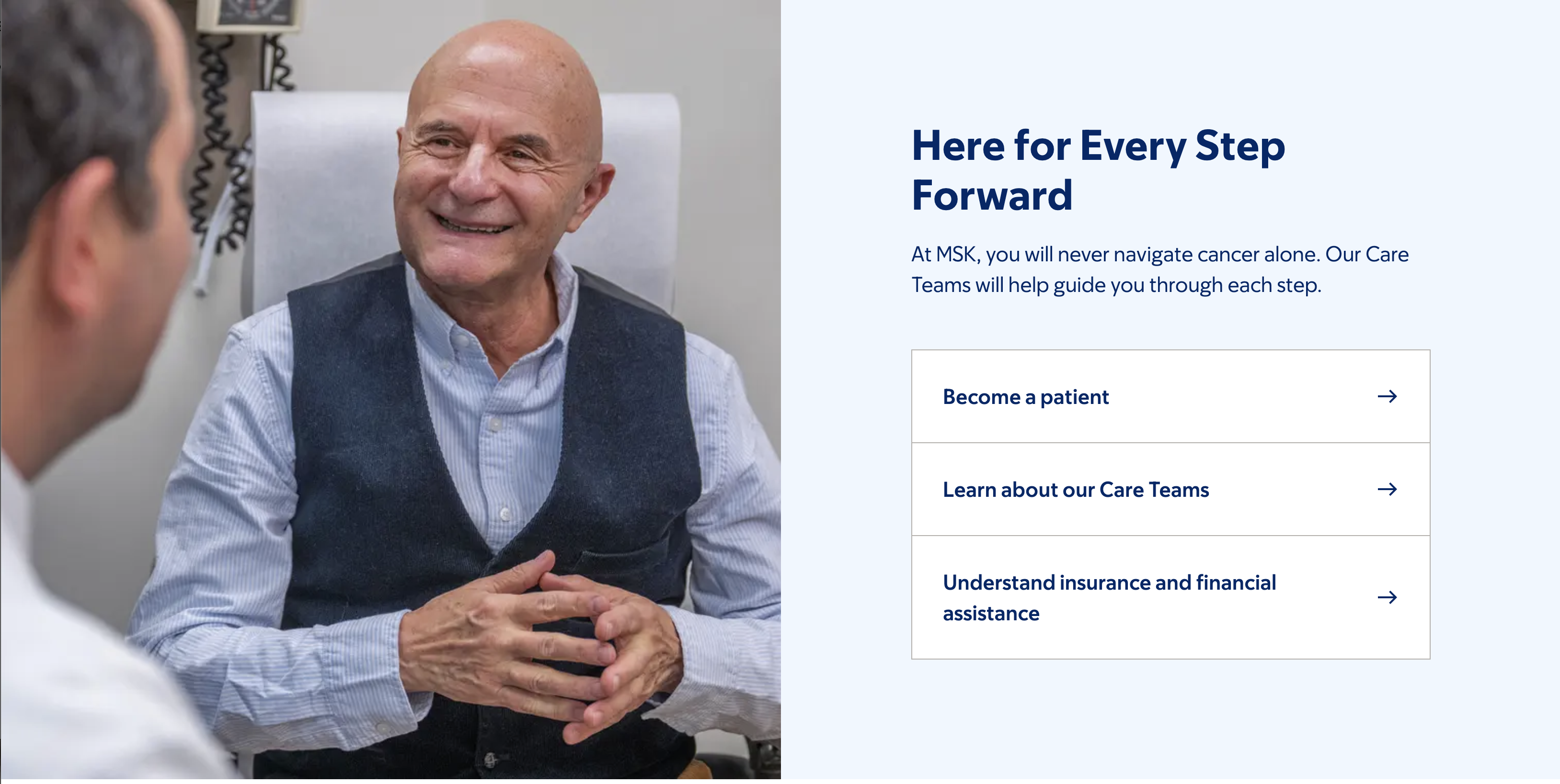 Patient-focused design pattern highlighting care teams and support resources.