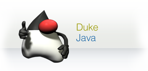 Duke, the abstract mascot for Java, made up of a white and black triangle and a red oval "nose"