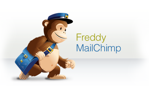 The mascot for MailChimp, a cartoon monkey named Freddy who wears a mailman's hat and carries a mail satchel.