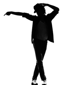 A silhouette of Michael Jackson striking a pose.