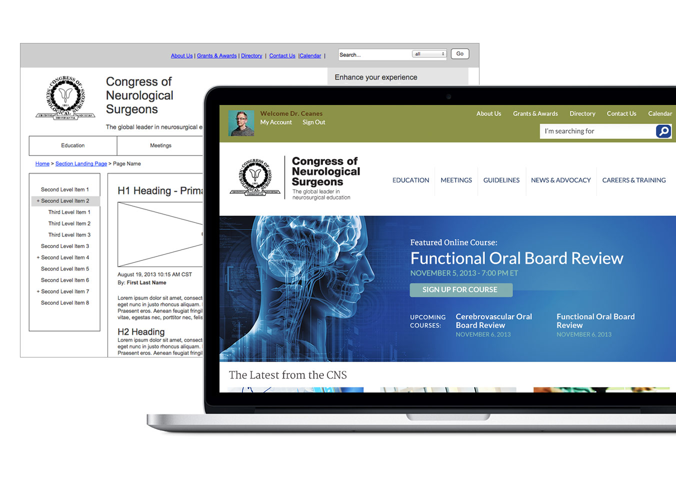 Responsive design for Congress of Neurological Surgeons