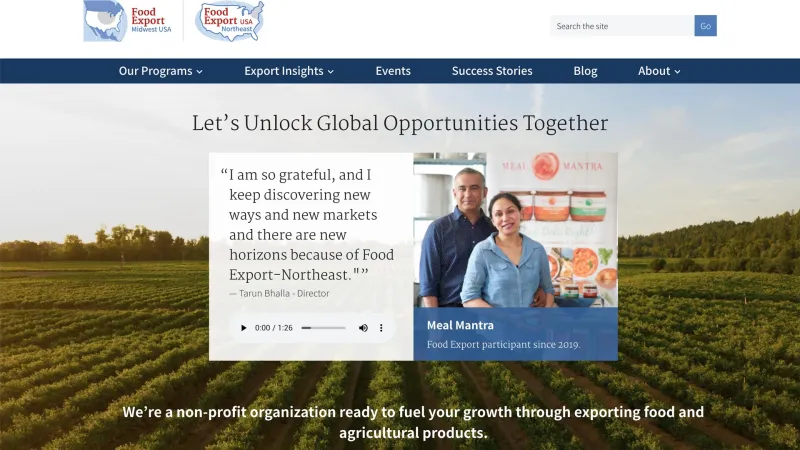 Food Export Website Homepage