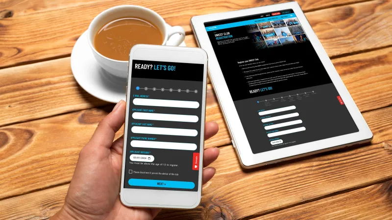 A signup form on mobile and tablet