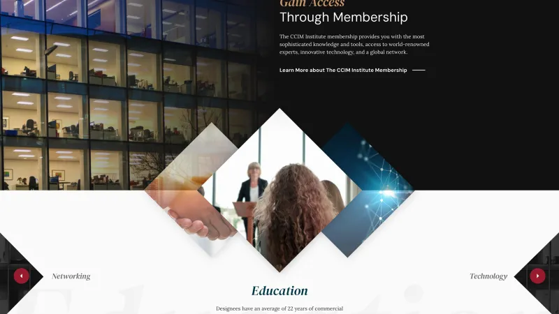 Diamond slider highlighting education and other association offerings
