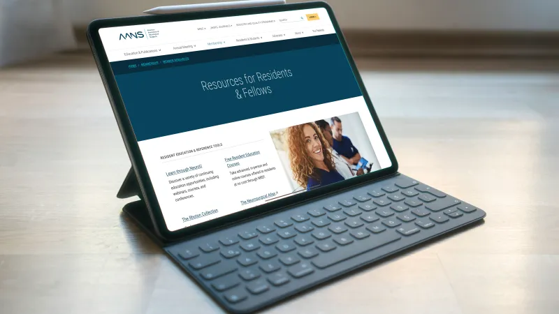 Residents and Students resource page on a tablet