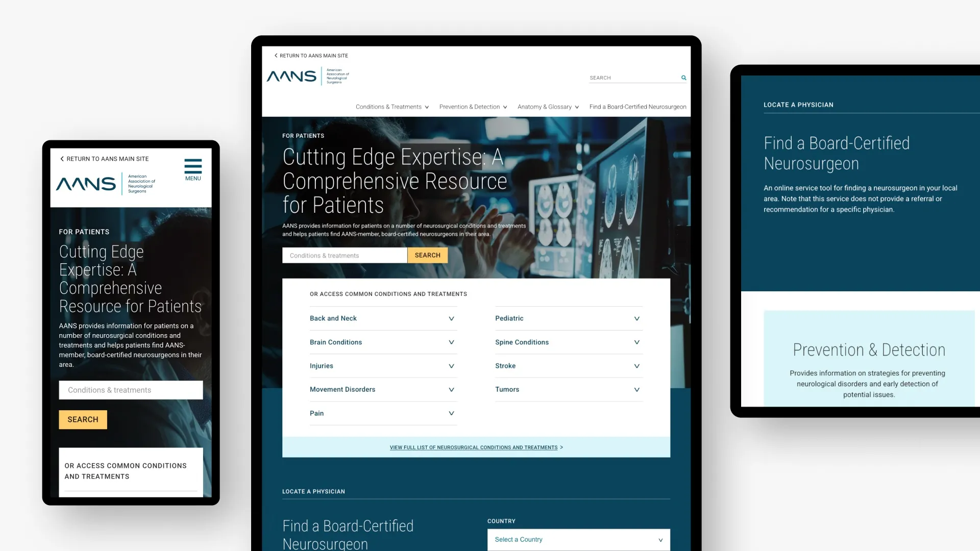 Tablet view of patient education site