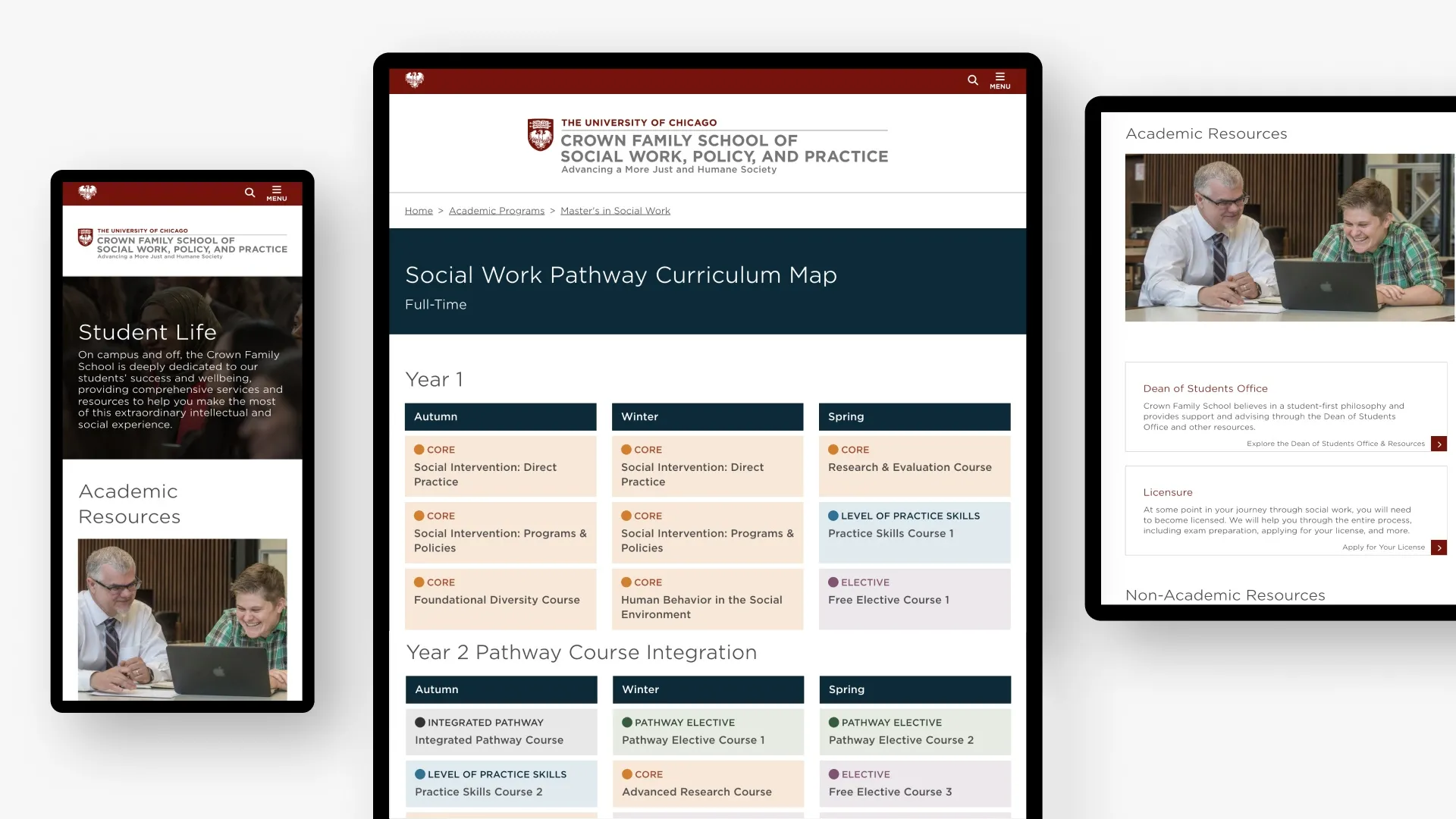  A curriculum map for Crown Family School displayed on tablet