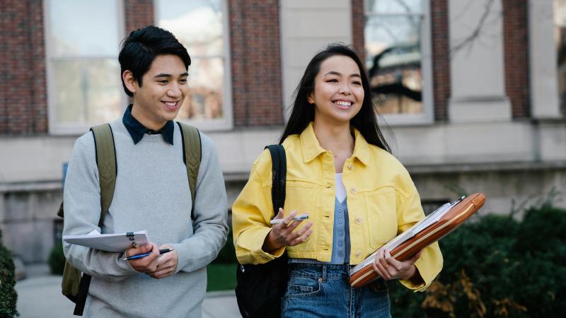Two students walking