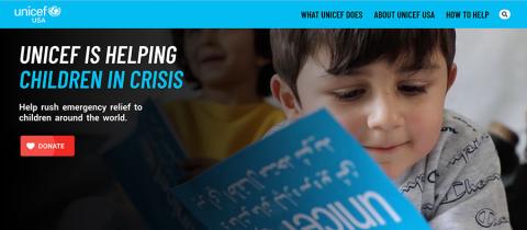 UNICEF USA homepage screenshot