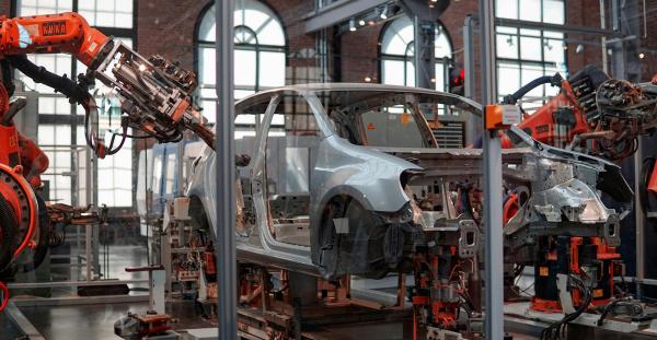 A car being assembled